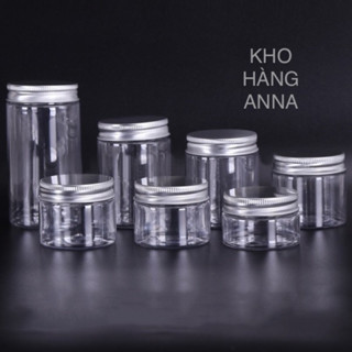 ( Đủ size) HỦ NHỰA NẮP NHÔM VÀNG / Bạc / HỒNG có Nắp LÓT SEAL - HỦ PET TRONG SUỐT 100gr 200gr 250gr 300gr 500g 750g 1kg