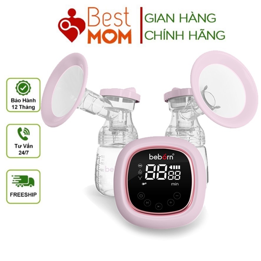 Máy hút sữa điện đôi Beborn 1 Fatzbaby BP01 3 chế độ 9 cấp mỗi chế độ 2 phễu cứng và silicone tích pin 2000mah tiện lợi