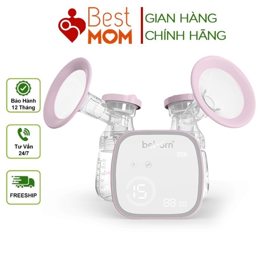 Máy hút sữa điện đôi Beborn 2# Fatzbaby BP02# 3 chế độ mát xa - kích sữa - hút chuyên sâu kèm pin sạc 2500mAh
