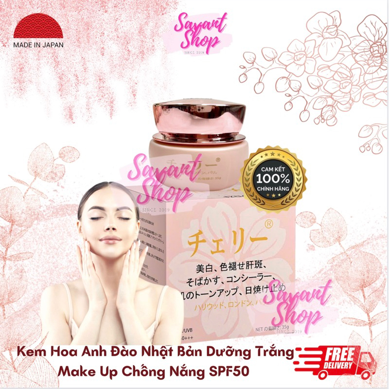 Kem Hoa Anh Đào Nhật Bản Trắng Da Make Up Chống Nắng SPF50+++