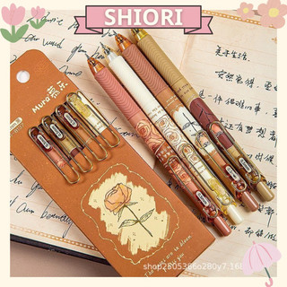 Bút gel đen bấm mura rose love ngòi kim 0.5 mm bút mực gel mura bourbon roses m-8137