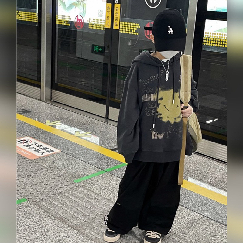 Quần thô bé trai suông có dây rút gấu Q273 size 100-150, quần dài trẻ em thu đông cao cấp