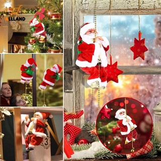Đồ chơi ông già Noel leo dây nhảy dù dùng pin có nhạc cho bé, quà giáng sinh noel cho bé