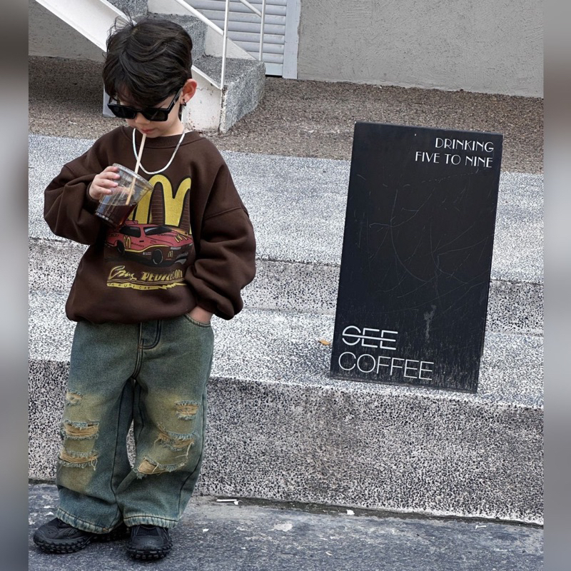 Áo nỉ bé trai lót lông ấm M A417 size 90-140, quần áo trẻ em thu đông cao cấp