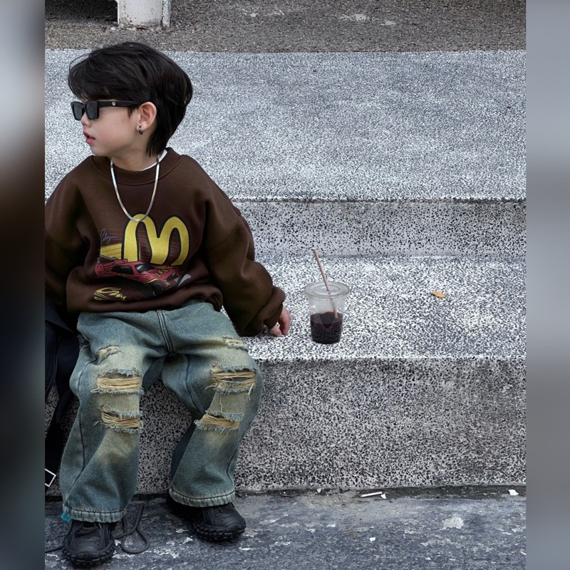 Áo nỉ bé trai lót lông ấm M A417 size 90-140, quần áo trẻ em thu đông cao cấp