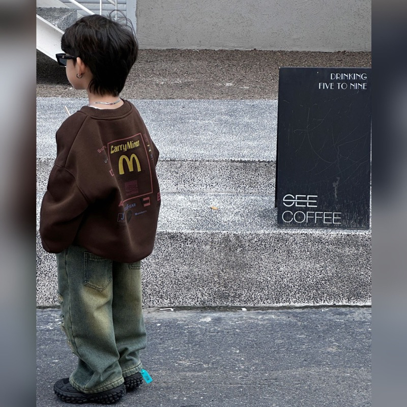 Áo nỉ bé trai lót lông ấm M A417 size 90-140, quần áo trẻ em thu đông cao cấp