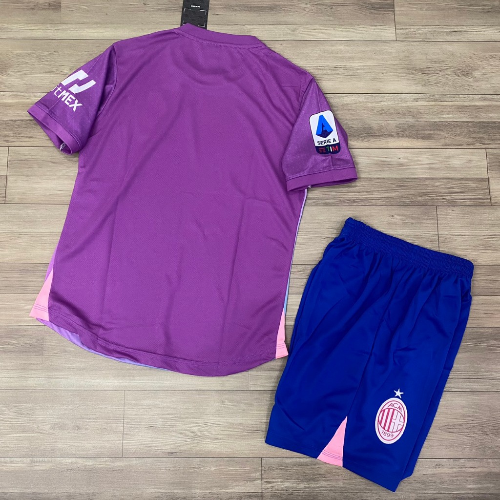 Bộ quần áo bóng đá AC Milan tím hồng thun mè HD2024-FLG