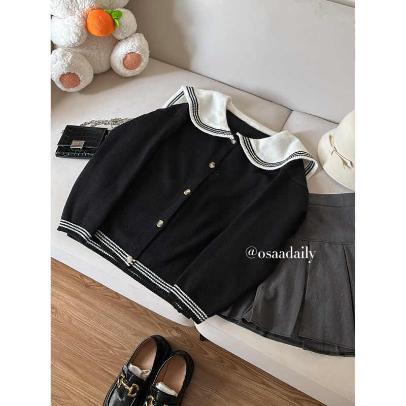 Áo Len Cardigan Cổ Bèo Tiểu Thư Chất Len Dệt Kim Dày Dặn - OSAA DAILY