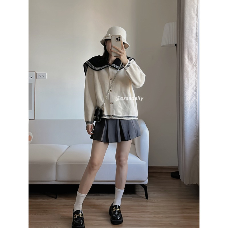 Áo Len Cardigan Cổ Bèo Tiểu Thư Chất Len Dệt Kim Dày Dặn - OSAA DAILY