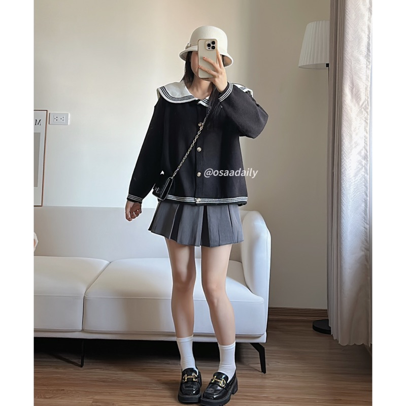 Áo Len Cardigan Cổ Bèo Tiểu Thư Chất Len Dệt Kim Dày Dặn - OSAA DAILY