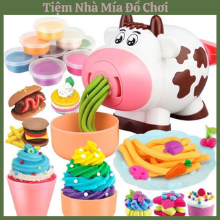 Đất Nặn An Toàn cho Bé, Bộ Đất Nặn 8 Hộp Màu Kèm Máy Nặn Chú Bò Sữa Và Các Khuôn Nặn Vô Cùng Độc Đáo