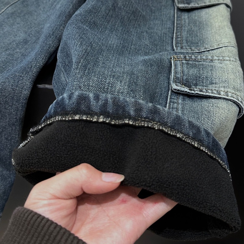 Quần jean bé trai lót lông 4 túi hộp loang Q267 size 90-140, quần dài trẻ em thu đông cao cấp