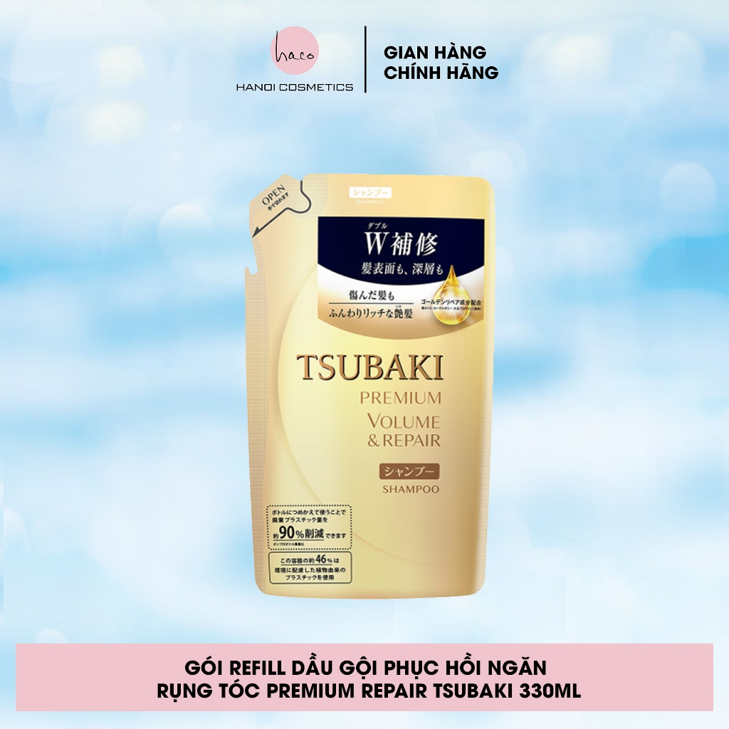 Gói Refill Dầu gội Phục hồi ngăn rụng tóc Premium Repair Tsubaki 330ml