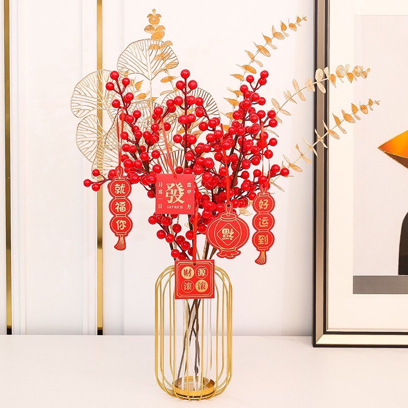 Bình đào đông Tết 2024 may mắn mạ vàng chào Xuân 2024