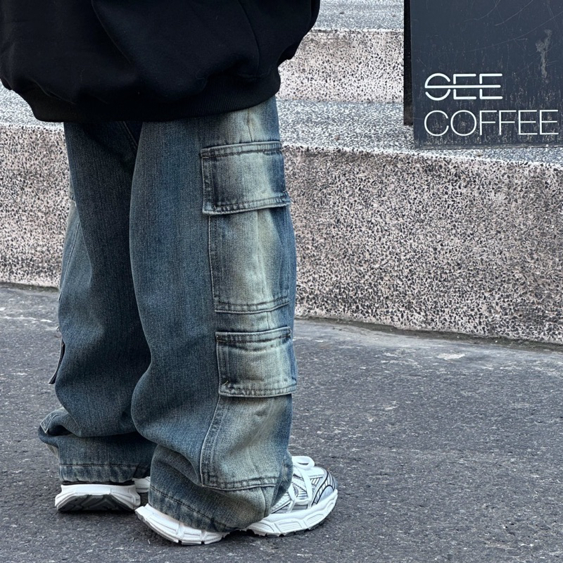 Quần jean bé trai lót lông 4 túi hộp loang Q267 size 90-140, quần dài trẻ em thu đông cao cấp