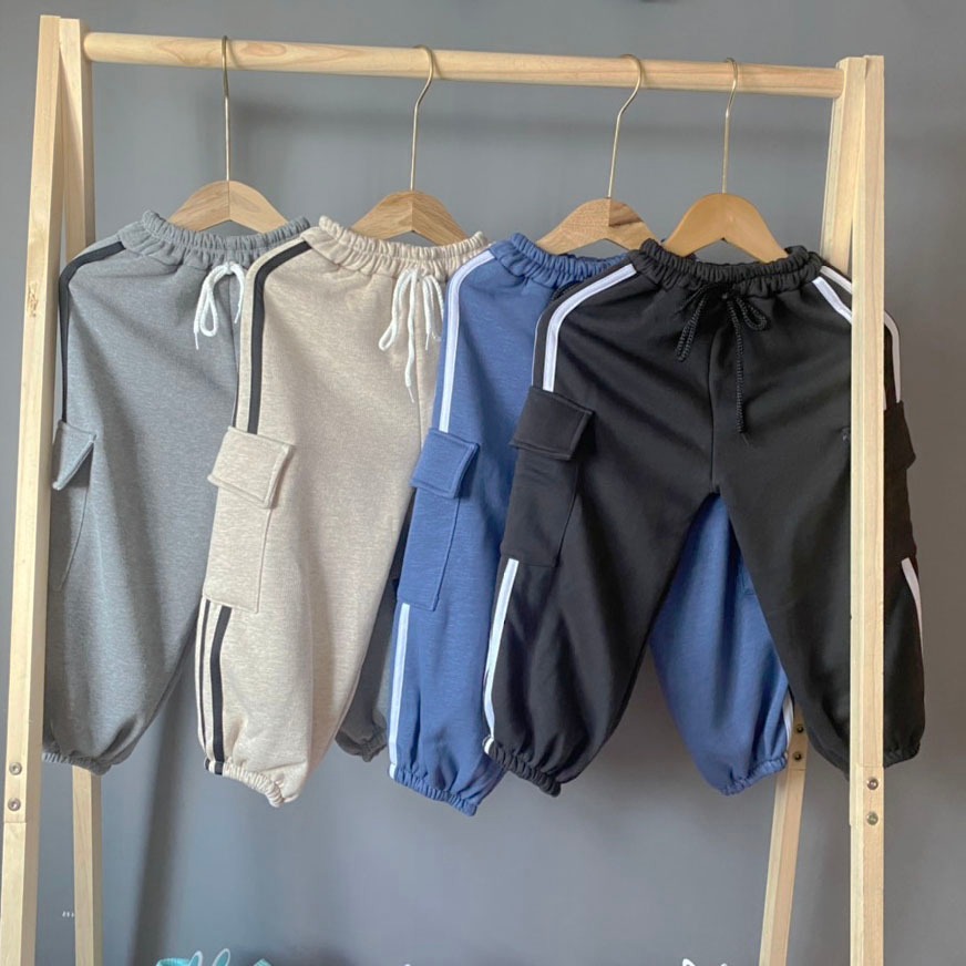 Quần Nỉ Bông 3 sọc nam nữ Quần Túi Hộp Cho Bé 10 - 36kg