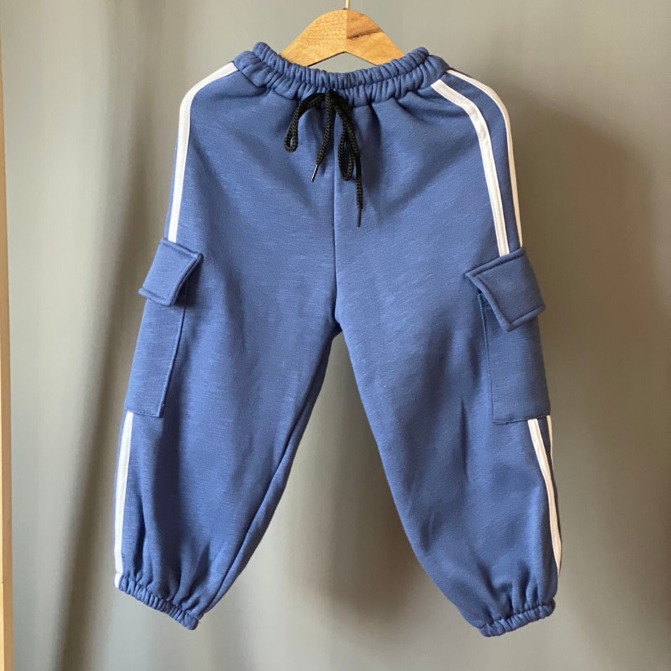 Quần Nỉ Bông 3 sọc nam nữ Quần Túi Hộp Cho Bé 10 - 36kg