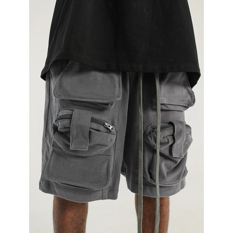 Quần harem short nỉ multi pocket đũng thấp cạp chun Mijko