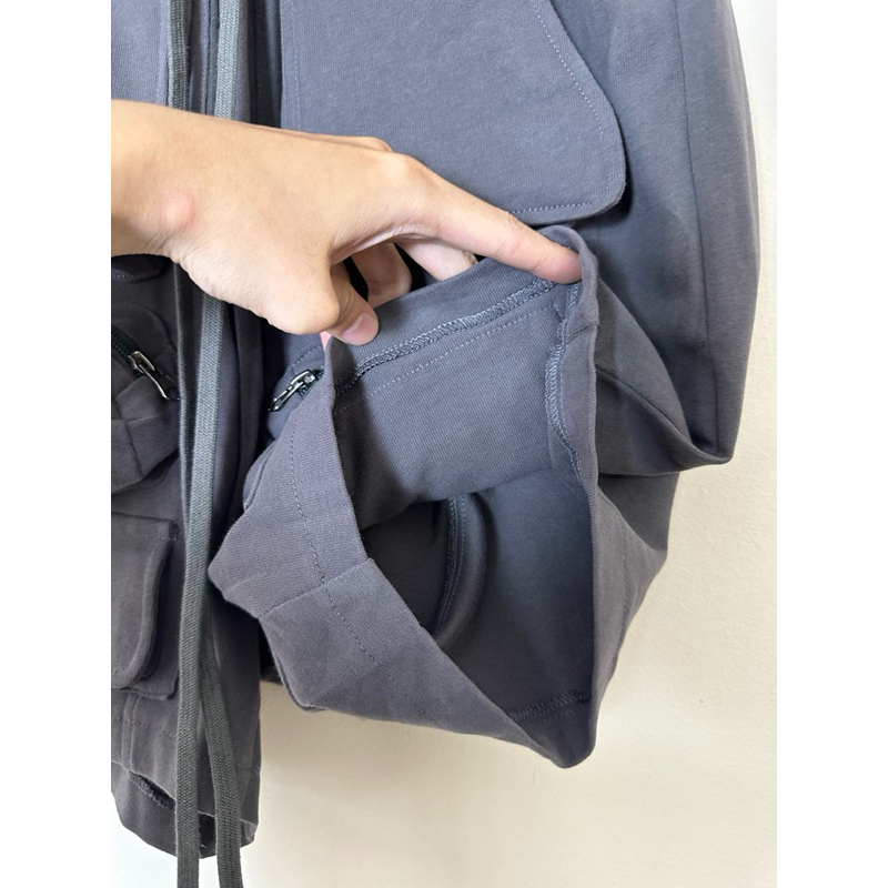 Quần harem short nỉ multi pocket đũng thấp cạp chun Mijko