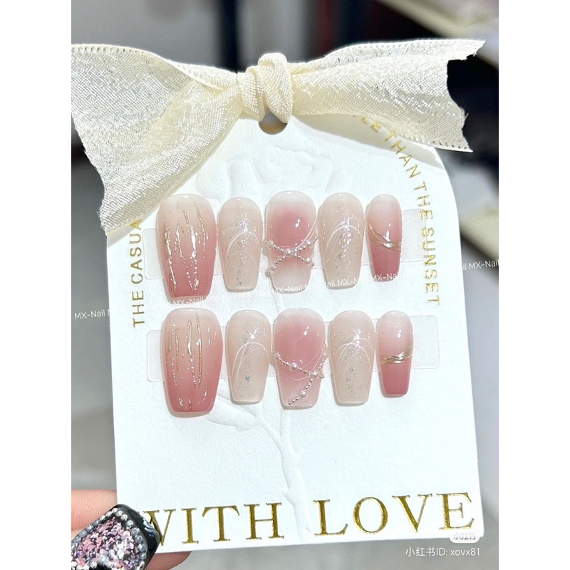 💅🏻Nail Box Thiết Kế ❤️ Nail box thiết kế mẫu mới màu hồng thạch - nâu thạch đính đá