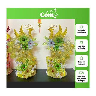 Sét phụ kiện công phượng hoa xanh trắng trang trí tráp Tết oản Tài lộc