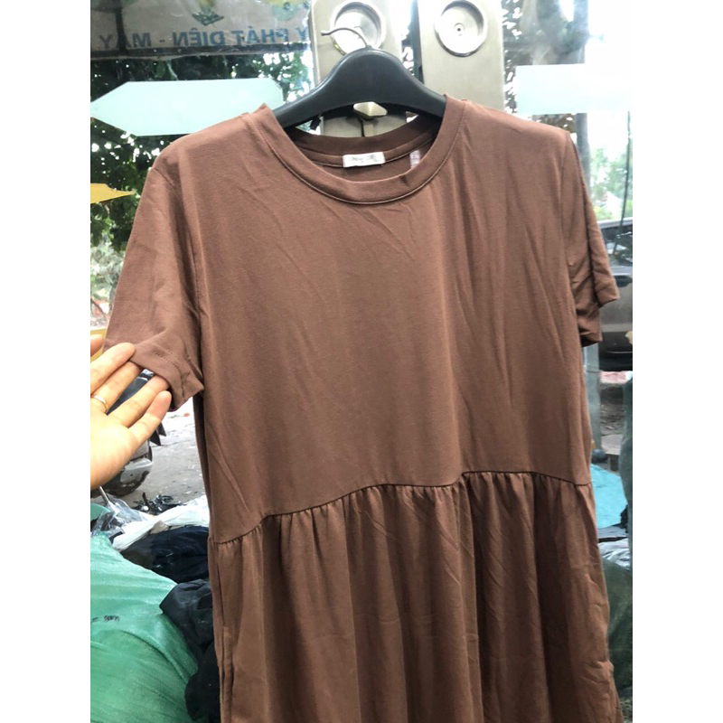 Đầm dáng babydoll xòe xuất nhật, chất cotton dày mịn, mặc như đầm bầu được