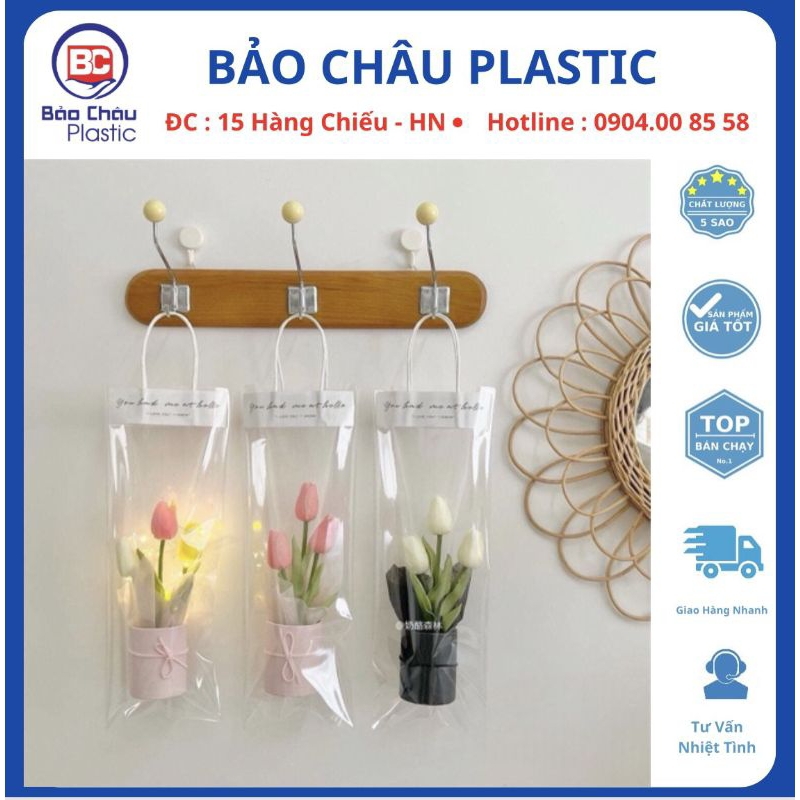 Túi đựng hoa trong suốt (tự dán)