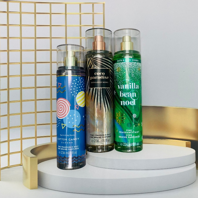 Xịt Thơm Toàn Thân Bath & Body Works Body Mist - Cotton Candy Clouds - Coco Paradise - Vanilla Bean Noel 236ml.