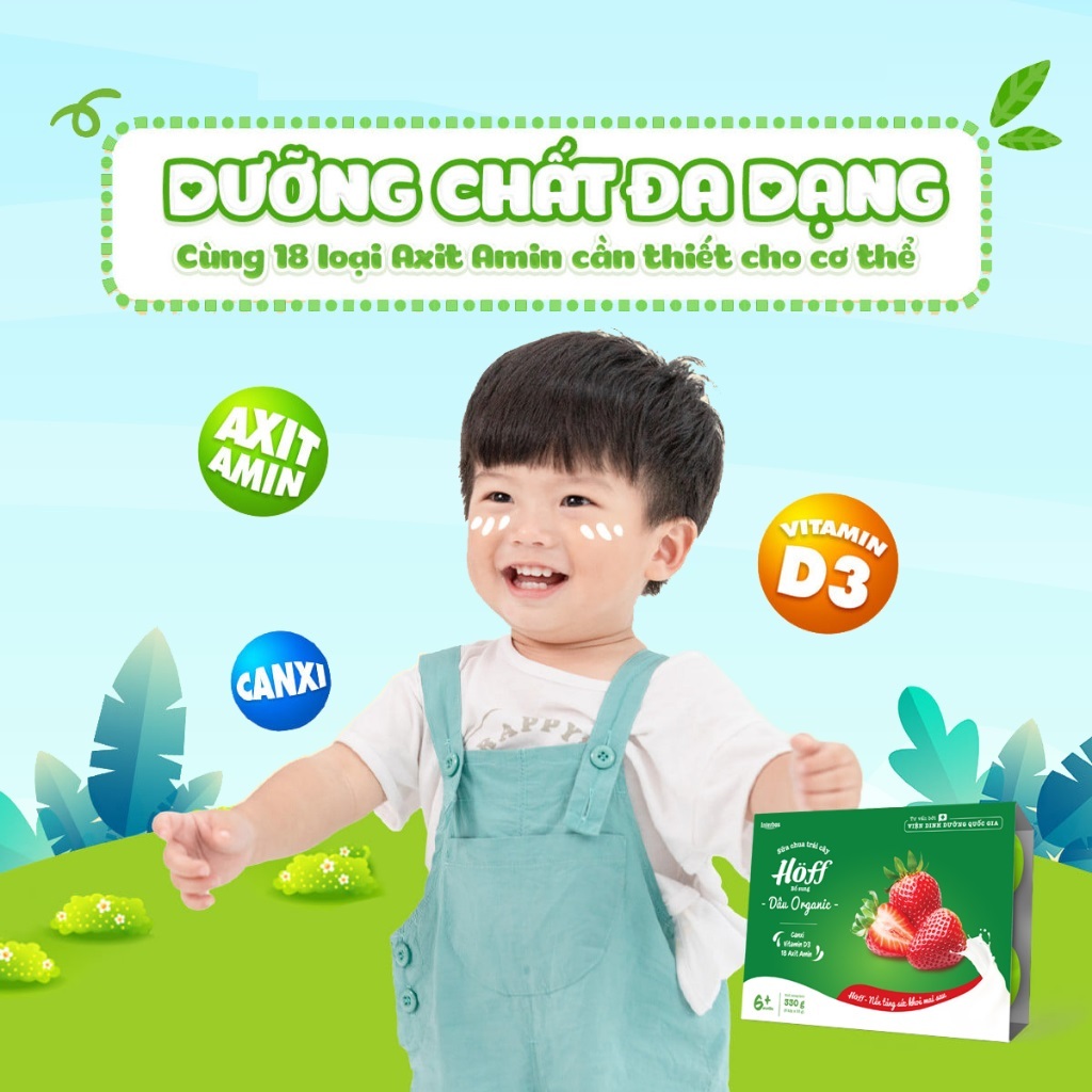Sữa chua trái cây Hoff  ORGANIC cho bé từ 6 tháng tuổi, bổ sung vitamin, D3,b18 loại axit amin - 1 LỐC