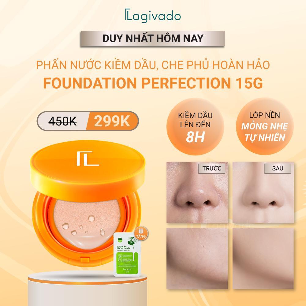 Phấn nước che khuyết điểm, kiềm dầu 24h Lagivado Perfection Cushion Foundation - 15g