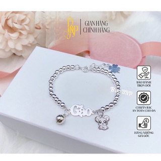  Lắc tay Bi khắc tên BNP bạc ta dày dặn làm theo mẫu hoạ tiết kèm con giáp 