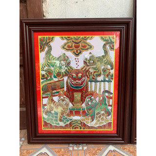 Tranh ngũ hổ hạ ban ( đã bao gồm khung)