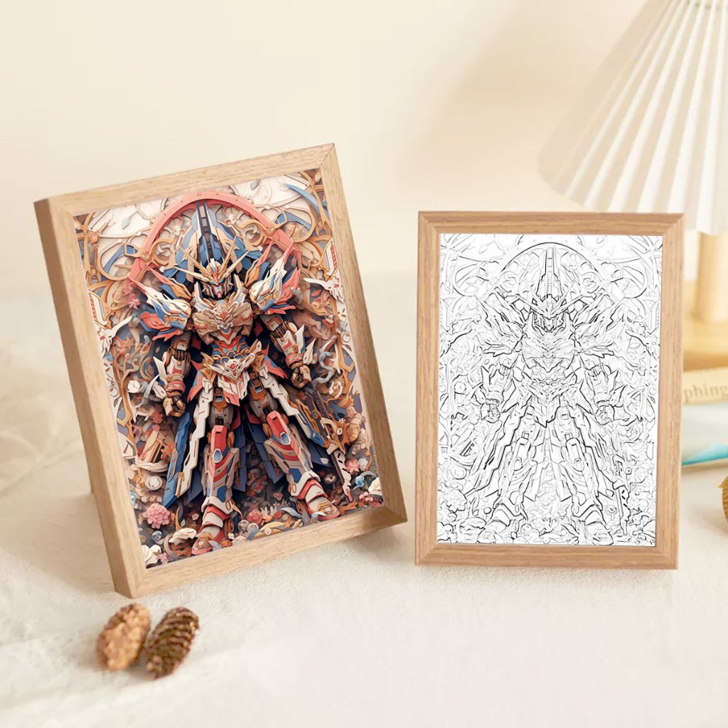 ❤️‍🔥CÓ THỂ THAY TRANH❤️‍🔥 Tranh đèn Led 3D GUNDAM có thể điều chỉnh độ sáng, treo tường, để bàn
