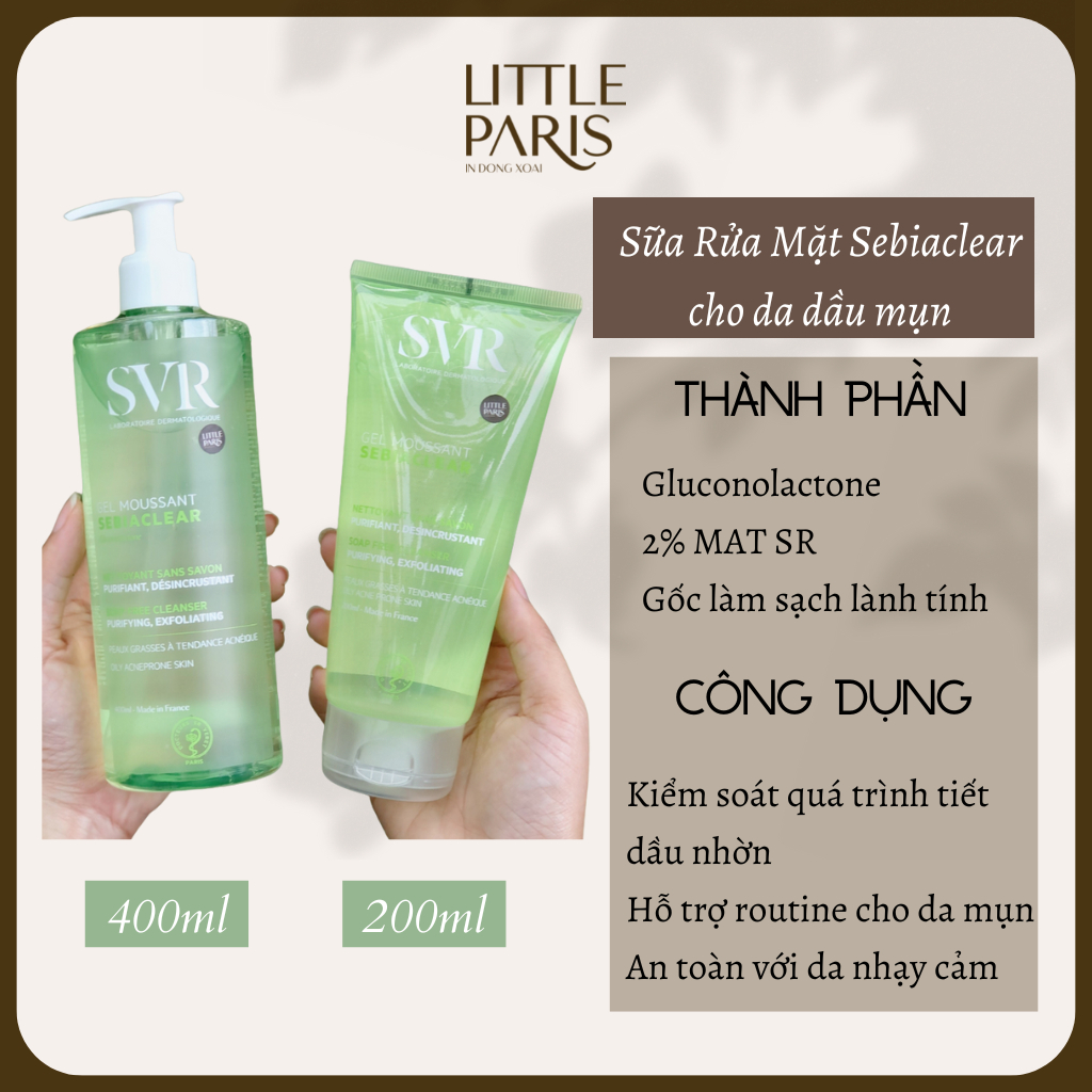 Sữa Rửa Mặt SVR Sebiaclear Gel Moussant & Crème Lavant