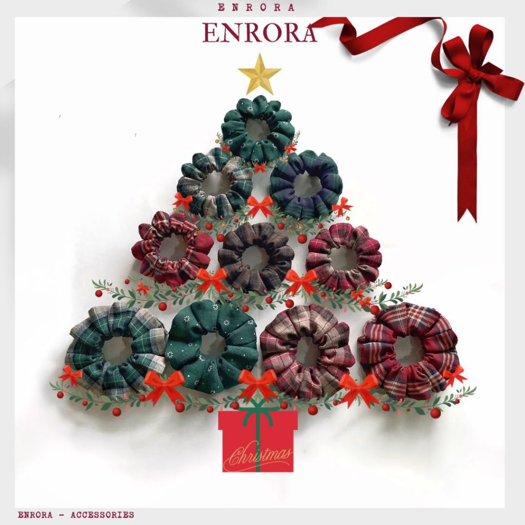 Scrunchies ENRORA Cột Tóc Vải Giáng Sinh-Christmas nhiều Màu Sắc [Handmade]