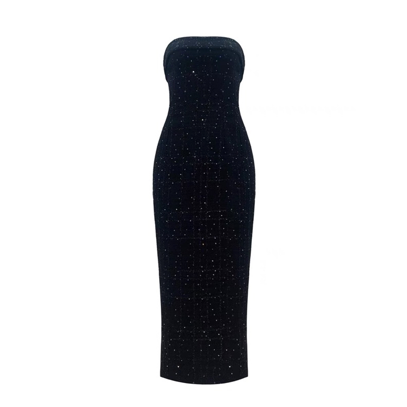 Váy Đầm Body Dạ Nhũ Ôm Quây Đen Sang Hot
