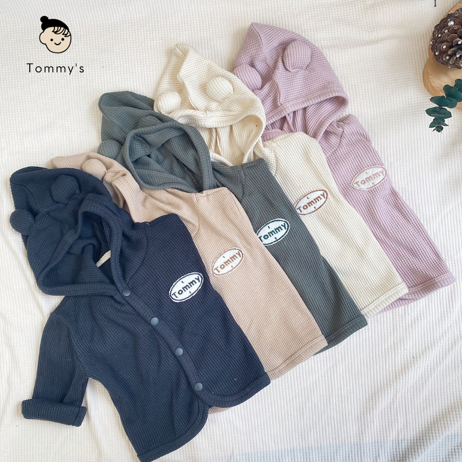 Áo khoác cardigan cho bé trai bé gái 0-2 tuổi chất liệu cotton tổ ong gấu thêu TOMMY HOUSE