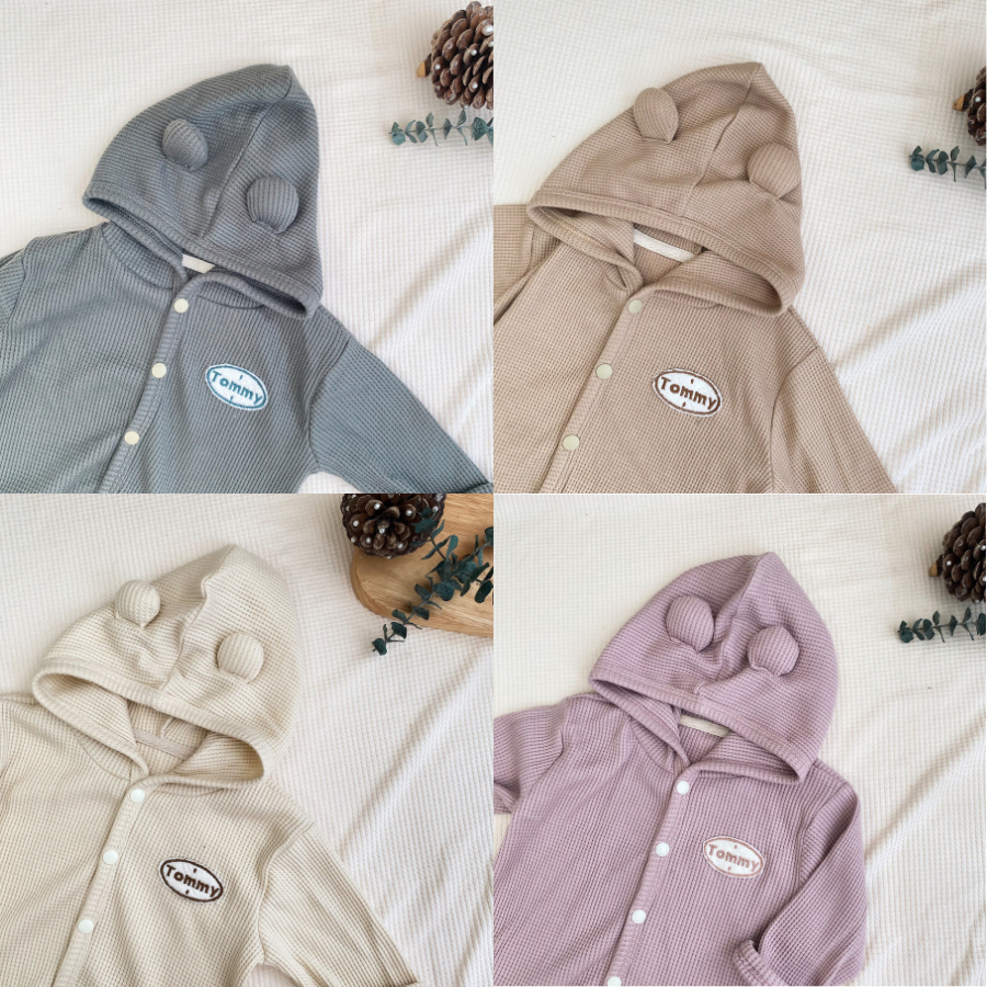 Áo khoác cardigan cho bé trai bé gái 0-2 tuổi chất liệu cotton tổ ong gấu thêu TOMMY HOUSE