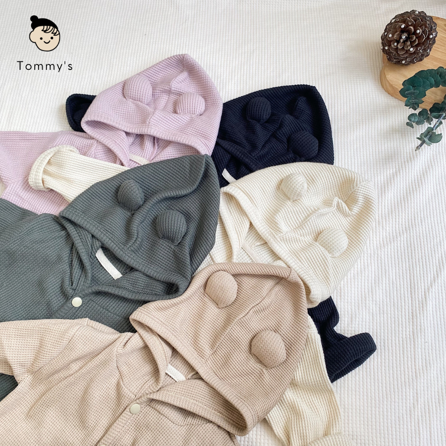 Áo khoác cardigan cho bé trai bé gái 0-2 tuổi chất liệu cotton tổ ong gấu thêu TOMMY HOUSE
