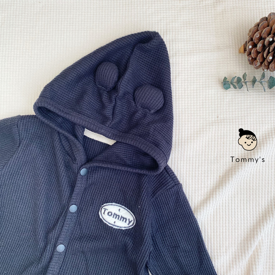 Áo khoác cardigan cho bé trai bé gái 0-2 tuổi chất liệu cotton tổ ong gấu thêu TOMMY HOUSE