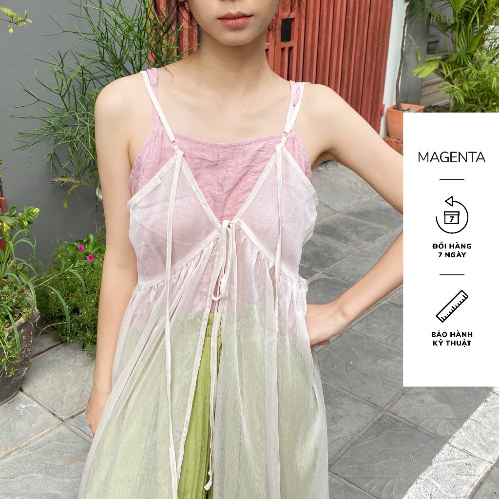 Váy sheer xuyên thấu khoác ngoài Magenta Yurei chất liệu tơ xước, freesize