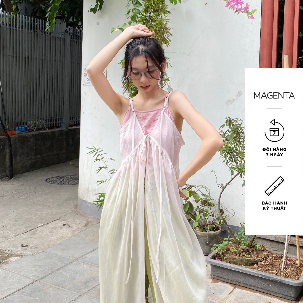 Váy sheer xuyên thấu khoác ngoài Magenta Yurei chất liệu tơ xước, freesize