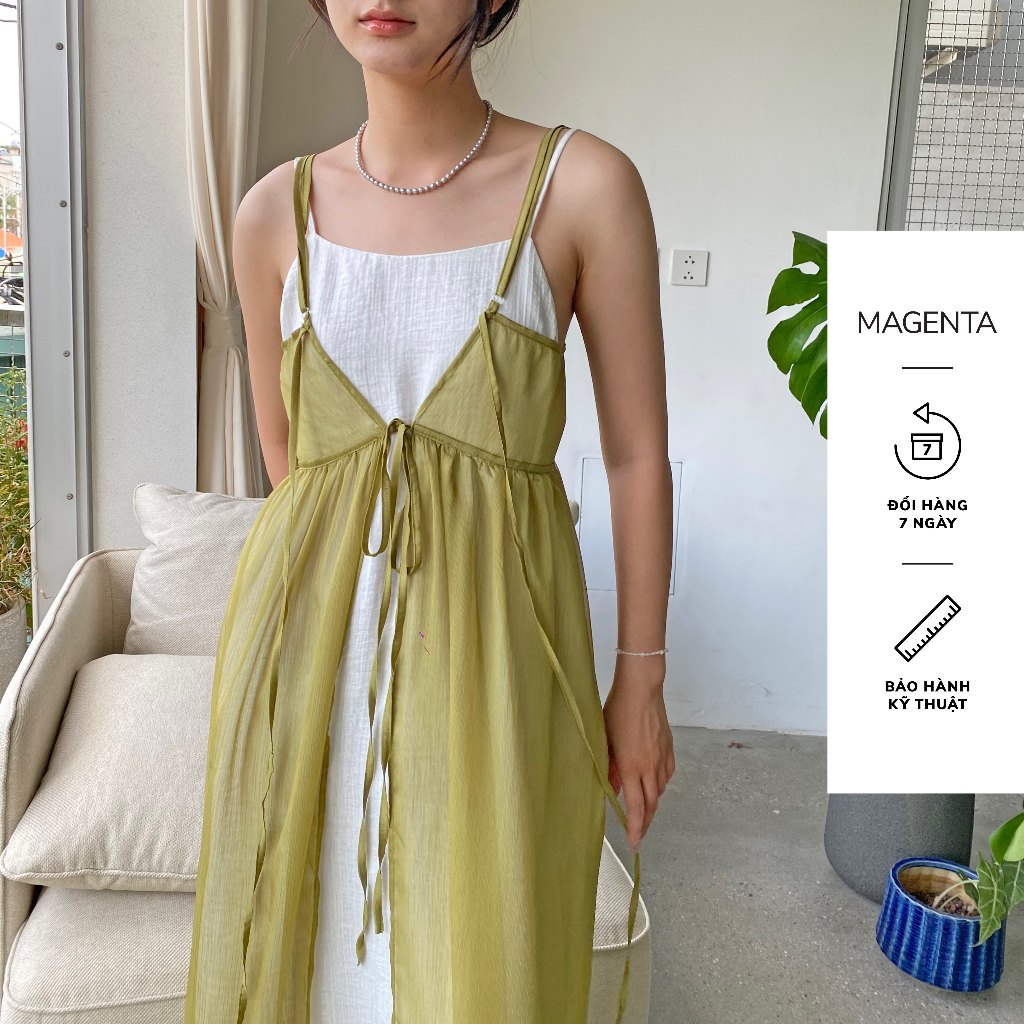 Váy sheer xuyên thấu khoác ngoài Magenta Yurei chất liệu tơ xước, freesize