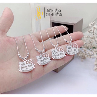 Dây chuyền khắc tên mèo Hello Kitty BNP cho bé, hoạ tiết kèm con giáp