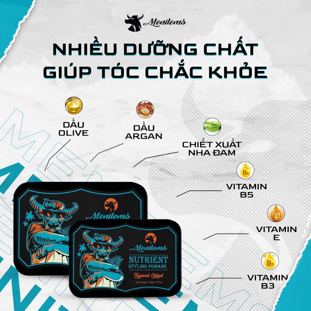 Sáp vuốt tóc Menitems Perfect Night, Tropical Wind, Gentle Blue, Trâu Xanh, Trâu Đỏ 50g/100g