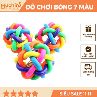 Đồ Chơi Bóng 7 Màu Cho Chó Mèo Kèm Lục Lạc - Bóng Đồ Chơi Giúp Mèo Thư Giãn | Muchinshop
