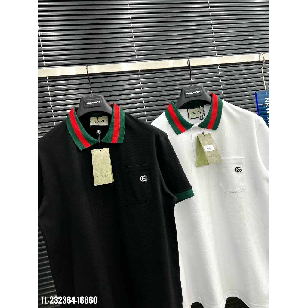 🔥Hot🔥Áo polo Gucci cổ xanh đỏ thiết kế hot trend Nam Nữ New 2024