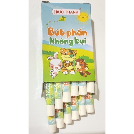 Hộp phấn 12 viên có vỏ bọc bên ngoài, Bút phấn trắng không bụi Đức Thanh