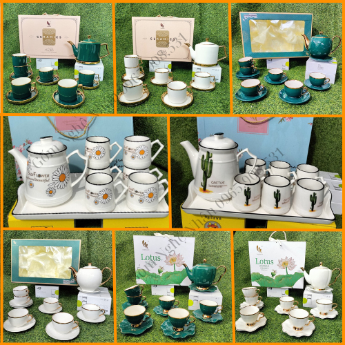 Bộ ấm chén uống trà, bộ ấm trà 6 chén cao cấp nhiều họa tiết độc lạ mẫu mới kèm hộp quà đẹp - mang đi tặng, biếu