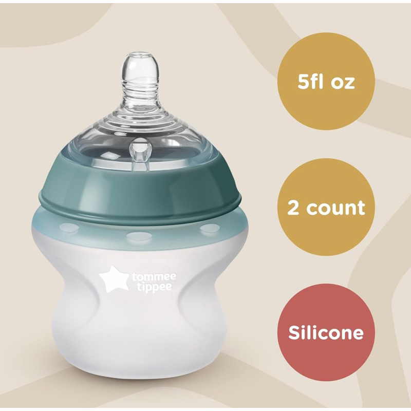 Bình sữa Tommee Tippee Silicone - xanh rêu kèm nắp chặn